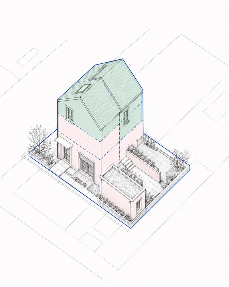 Pavillon avec division parcellaire en deux maisons