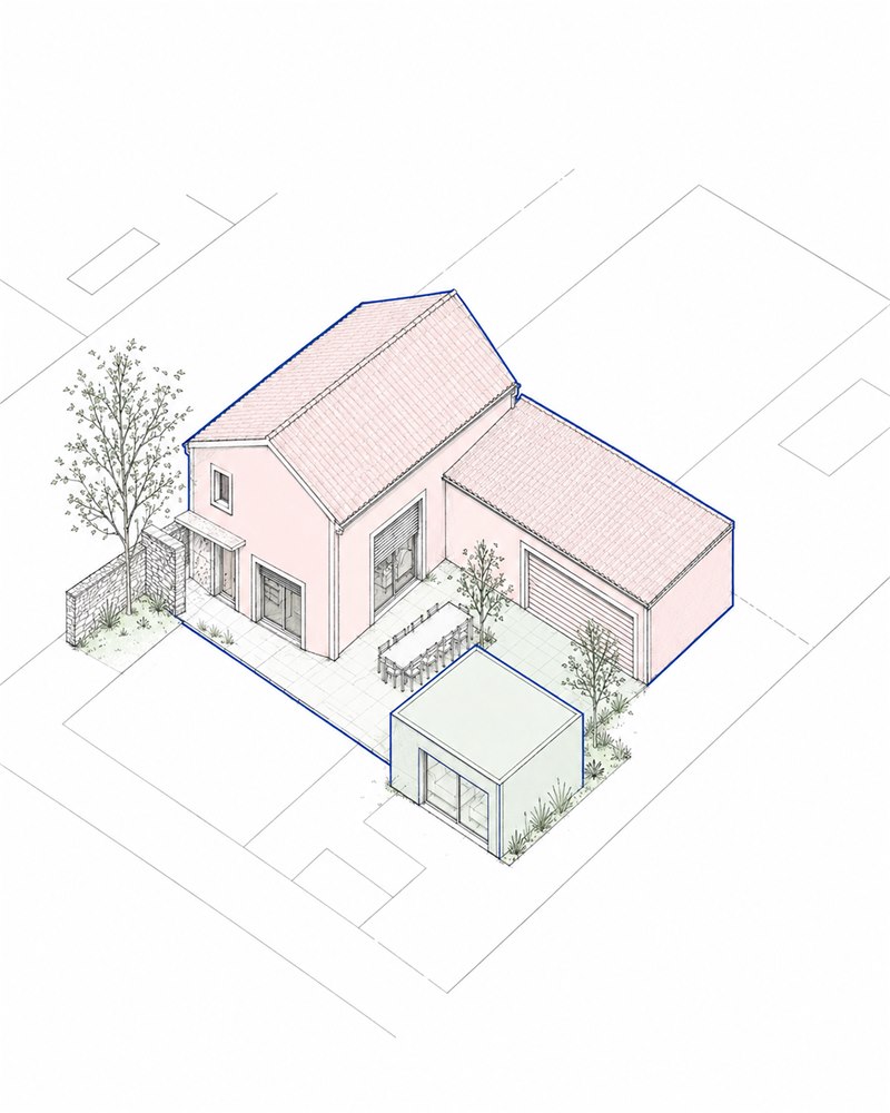 Pavillon avec garage transformable en logement attenant
